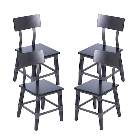 Flash Furniture Jackson Commercial Grade Rustic Black Industrial Wood Dining Chair, 4PK 4-XU-DG-W0236-BLK-GG